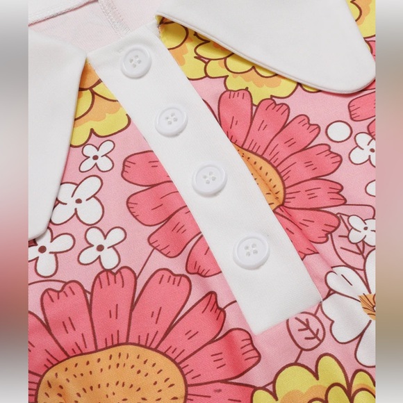 NWT Floral A-Line Dress with White Collar L/8 - Perfect for Halloween Costume - Picture 3 of 3